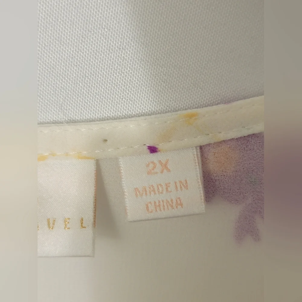 Belle By Kim Gravel Floral Ruffle Sleeve Top Size 2X - Picture 11 of 13